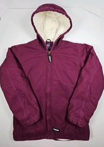Berne Sherpa Lined Jacket Size X Large 18-20 Youth Canvas Coat Plum Work Chore - Picture 1 of 12