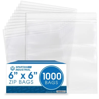 Spartan Industrial-6” X 6” (1000 Count) 2 Mil Clear Reclosable Zip Plastic Poly - Image 1 of 4