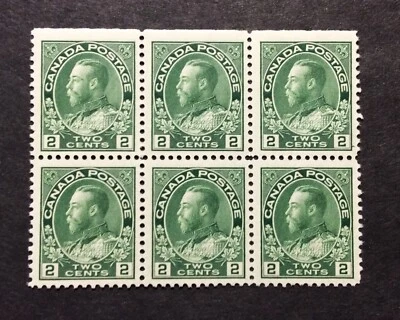 BroadviewStamps Canada #107 top margin block of 6.  MNH VF.  CV$180+ - Image 1 of 2