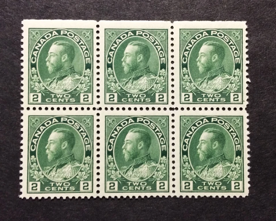BroadviewStamps Canada #107 top margin block of 6.  MNH VF.  CV$180+ - Image 1 of 2