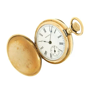 Antique Waltham Model 1907 No. 161 0s Pocket Watch 14k Gold Diamond Hunter Case - Picture 1 of 8