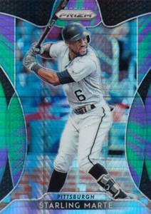 2019 Panini Prizm Hyper Purple & Green #73 Starling Marte Pittsburgh Pirates