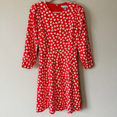 Vestido Draper James Fit and Flare Manga 3/4 Amapola Floral Rojo Talla 0 Foto 1 de 4