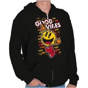 Retro PACMAN Video Arcade Game Good Vibes Sweatshirt Zip Up Hoodie Men Women - Picture 1 of 7