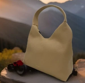 AUTH NWT Mansur Gavriel Candy Soft Pebbled Leather Hobo Shoulder Bag In Sand - Picture 1 of 16