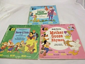 Disney LP Record and Book lot Read along Mother Goose Mary Poppins Snow White - Picture 1 of 5