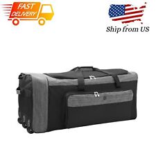 36 inch Rolling Wheeled Duffel Travel Bag with Pull Handle, Gray, 36x15x16 in