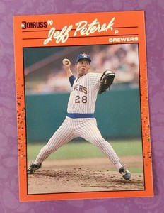 1990 Donruss #530 Jeff Peterek Milwaukee Brewers Baseball Card - PC Quality TTM