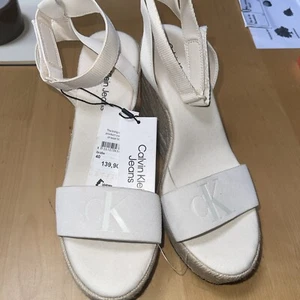 Calvin Klein Sandale Sandalette Pantolette Wedge Damen Beige EU 40 US 9 - Bild 1 von 4
