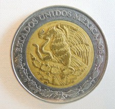  1998 MEXICAN $5 COIN--Fine condition--Eagle holding snake above a cactus  