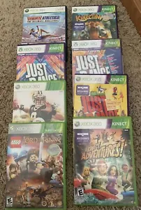 Xbox 360 Kinect Lot of 8 E Everyone Games Just Dance Lego Sports Kids 10 and Up - Picture 1 of 4