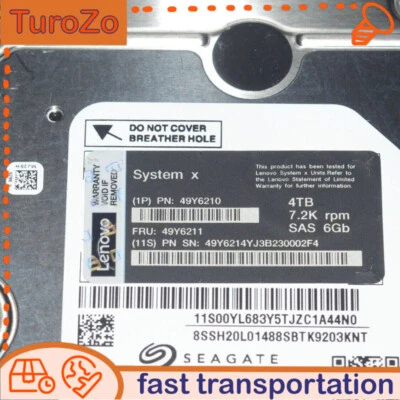 NEW IBM 49Y6210 49Y6211 Lenovo 4 TB 7.2K 6Gbps NL SAS 3.5-inch G2HS HDD - Image 1 of 4
