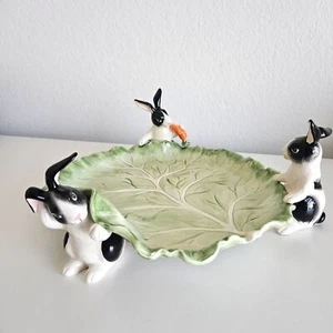 Fitz & Floyd | Großes Relish Tablett Servierer Kensington Rabbit 1987 Vintage Retro - Bild 1 von 11