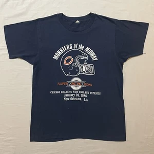 T-shirt Chicago Bears anni 80 Super Bowl XX taglia grande punto singolo 1986 vintage - Foto 1 di 10