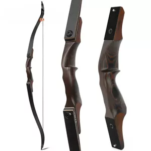 60inch Bow 25-60lbs Recurve Bow Archery Arrow 15" Wooden Riser Bamboo Limbs - Picture 1 of 29