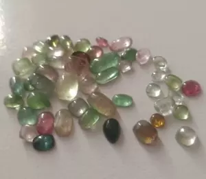 Natural Multi Colour Tourmaline Lot Loose Gemstone Cabochon 33 Caret 49 Piece z - Picture 1 of 5