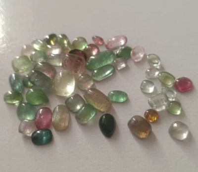 Natural Multi Colour Tourmaline Lot Loose Gemstone Cabochon 33 Caret 49 Piece - Image 1 of 4