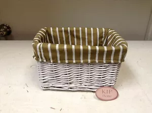 Woven Wicker Kitchen Bathroom Shelf Storage Organizer Basket Stripe Liner 10x6.5 - Picture 1 of 3