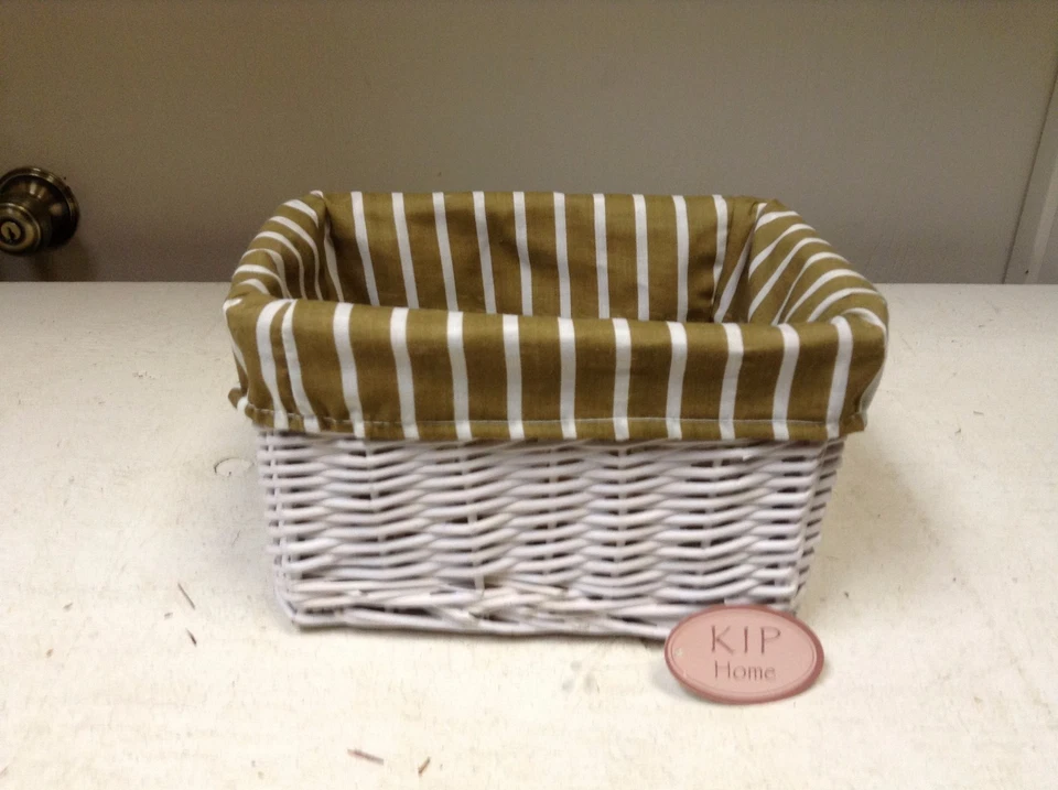 Woven Wicker Kitchen Bathroom Shelf Storage Organizer Basket Stripe Liner 10x6.5 - Image 1 of 3