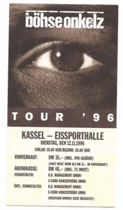 Böhse Onkelz Tour 1996 Kassel Eissporthalle Ticket /Konzertkarte /Eintrittskarte - Bild 1 von 2