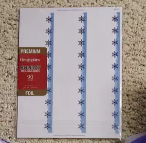 Geographics Holiday Mailing Labels Blue Snowflake 90 count - Picture 1 of 2