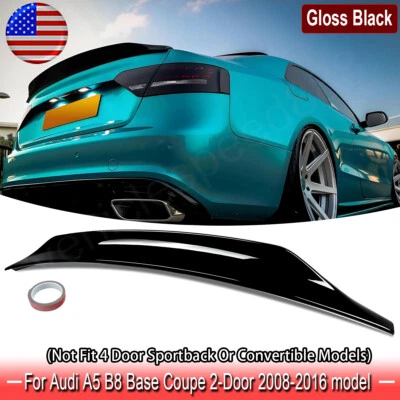 FOR 08-17 AUDI A5 2DR COUPE GLOSS BLACK DUCKBILL STYLE REAR TRUNK SPOILER WING Foto 1 de 4