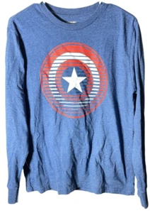 Marvel Youth boys long sleeve Captain America blue shirt, size Extra Large (XL) - Picture 1 of 5