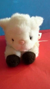 Kelly Toy Lamb Sheep  White Brown Lying Down Plush Stuffed Small Toy 6" GUC - Picture 1 of 1