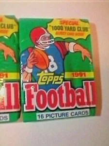 Topps Football 1991 (1) paquete de cera.  16 TARJETAS precintadas. casi nuevo/como nuevo - Imagen 1 de 4
