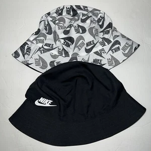 NIKE KIDS REVERSIBLE BUCKET HAT Sz L/XL [DH0398-010] BLACK WHITE NWT - Picture 1 of 10