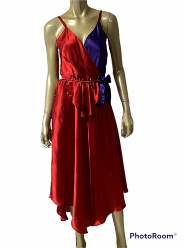 UNDERCOVER RARO! Abito da discoteca ViNTaGe anni 80 Victoria's Secret rosso viola raso XS S