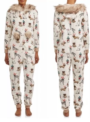 Праздничное время цельный Рождественский пижамы плюс 2 x 18/22 Вт собаки флис олень Детский комбинезон - Изображение 1 из 4