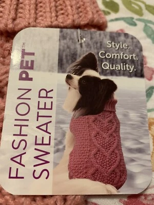 ❤️Heavy Cable Knitted Fashion Pet Dog Sweater Chunky Heart Sweet Pink NWT - Image 1 of 4