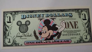 1999 Disney Dollar showcasing Mickey Mouse/front & iconic Cinderella Castle/back - Picture 1 of 2
