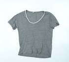 Oasis Womens Grey Polyester Basic T-Shirt Size L Round Neck