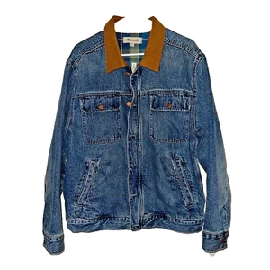 NWT Madewell Snap Front Denim Jacket Size M Contrasting Collar Flannel Lined - Picture 1 of 9