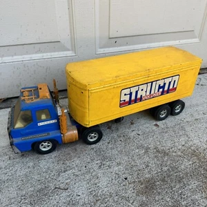 VINTAGE Pressed Steel Ertl Structo Van Lines Toy Transport Semi Trailer W/ Truck - Picture 1 of 8