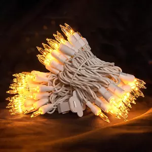 Christmas Lights 100 Count Mini Clear Lights 22.7Ft White Wire Christmas String - Picture 1 of 12