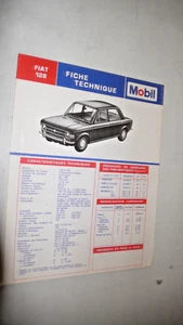 Datos técnicos y plano de lubricación móvil para Fiat 128, años 70, francés - Imagen 1 de 2