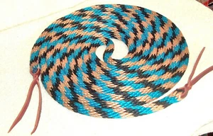 Mecate per slobber 21' corda nautica 5/8" puntali cuoio marrone beige turchese - Foto 1 di 1