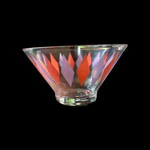 Vintage Anchor Hocking Harlekin Servierschale rosa lila Diamanten 10 1/2" MCM - Bild 1 von 6