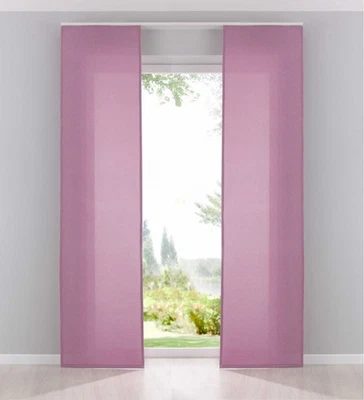 2 x Schiebevorhänge Cationic blickdicht Leinen Optik HxB 245x60 cm Rosa - Bild 1 von 4