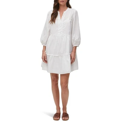 Michael Stars Womens XS White Georgie Above Knee Dress Tiered 3/4 Sleeve OS24-10 - Image 1 of 4