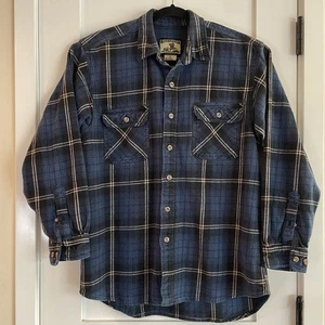 Field Stream Shirt Mens L Blue Black Shadow Plaid Flannel Jacket Shacket Work - Picture 1 of 7