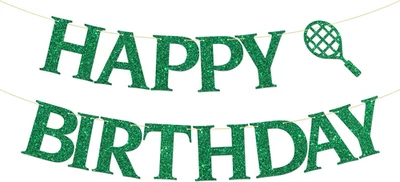Tennis Happy Birthday Banner - Sport Party Decor - Baby Shower - Kids Men Boys W - Image 1 of 4