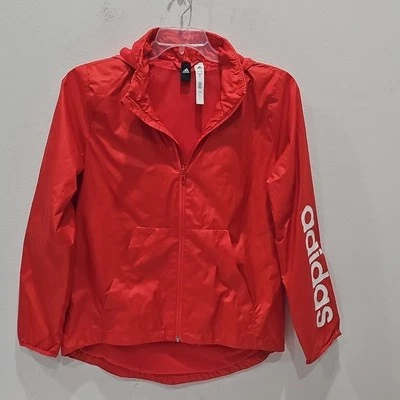 Adidas Cortavientos con Capucha Logo Exterior Talla M Naranja Rojo Foto 1 de 4