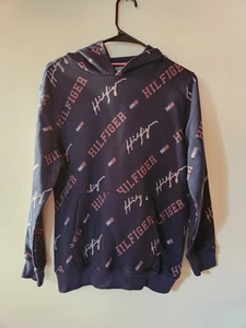 Tommy Hilfiger All Over Print Logo Hoodie (Dark Blue) Sz L (16/18) - Picture 1 of 2