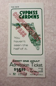 Cypress Gardens complementary pass ticket admission unused vintage - Picture 1 of 2