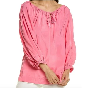 Trina Turk Sandia Top Candy Pink Bluse mit V-Ausschnitt vorne zum Binden XS - Bild 1 von 10