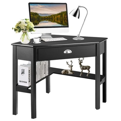 Corner Computer Desk Laptop Writing Table Wood Workstation Home Black - Image 1 of 4
